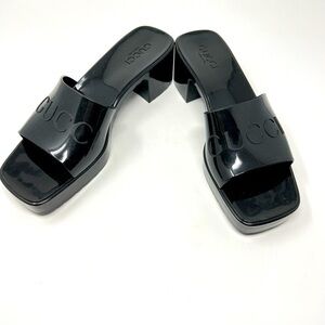 Women's Glossy Black Mules